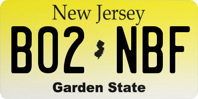 NJ license plate B02NBF