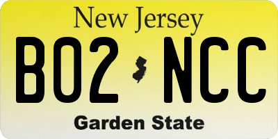 NJ license plate B02NCC
