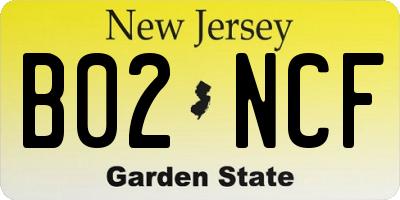 NJ license plate B02NCF