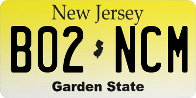 NJ license plate B02NCM