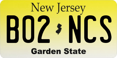 NJ license plate B02NCS