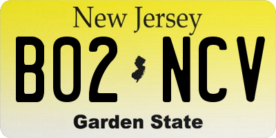 NJ license plate B02NCV