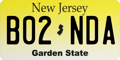 NJ license plate B02NDA