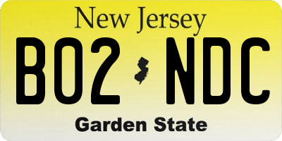 NJ license plate B02NDC