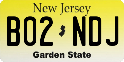 NJ license plate B02NDJ
