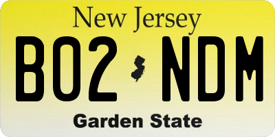 NJ license plate B02NDM