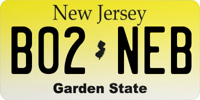 NJ license plate B02NEB