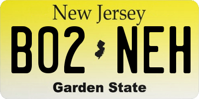 NJ license plate B02NEH