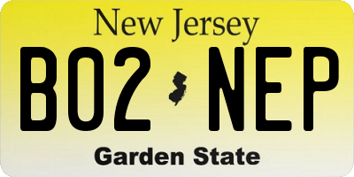 NJ license plate B02NEP