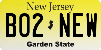 NJ license plate B02NEW