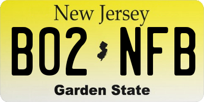 NJ license plate B02NFB