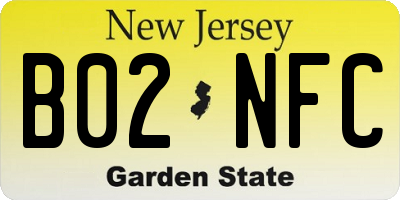 NJ license plate B02NFC