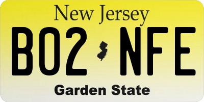 NJ license plate B02NFE