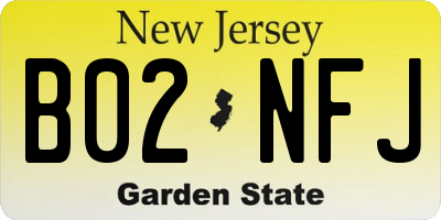 NJ license plate B02NFJ