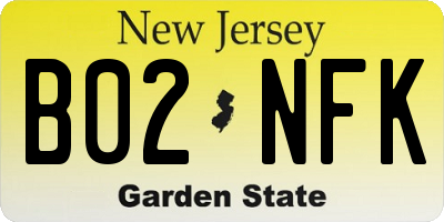 NJ license plate B02NFK