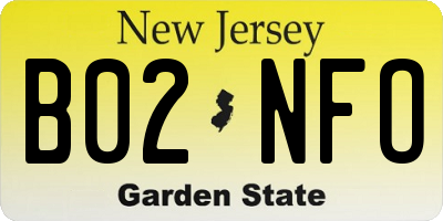 NJ license plate B02NFO