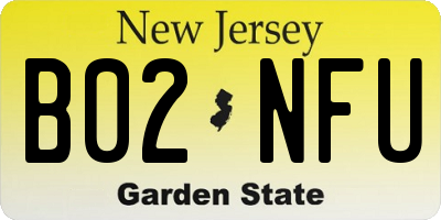 NJ license plate B02NFU