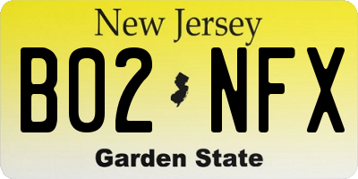 NJ license plate B02NFX