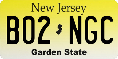 NJ license plate B02NGC