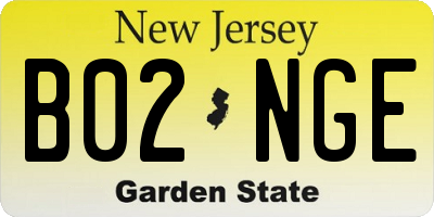NJ license plate B02NGE