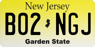 NJ license plate B02NGJ