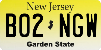 NJ license plate B02NGW