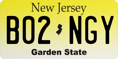 NJ license plate B02NGY