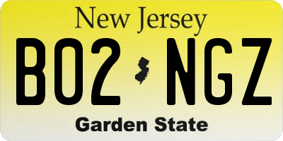NJ license plate B02NGZ