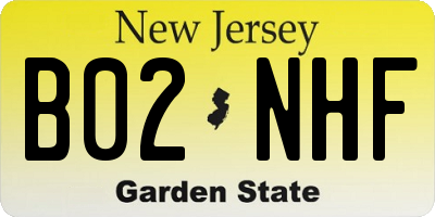 NJ license plate B02NHF