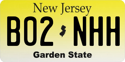NJ license plate B02NHH