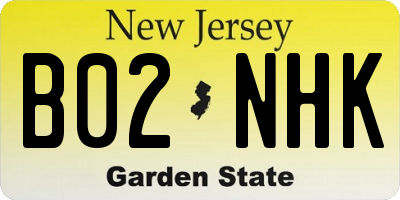 NJ license plate B02NHK