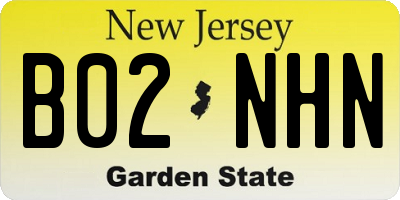 NJ license plate B02NHN