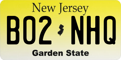 NJ license plate B02NHQ