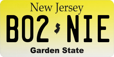 NJ license plate B02NIE