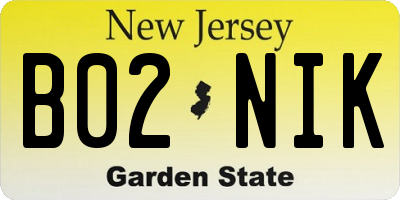 NJ license plate B02NIK