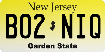 NJ license plate B02NIQ