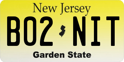 NJ license plate B02NIT