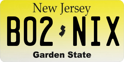 NJ license plate B02NIX
