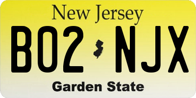 NJ license plate B02NJX