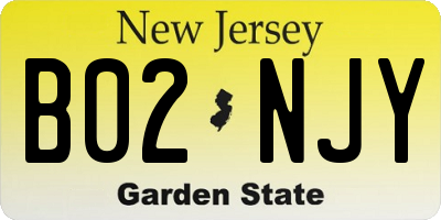 NJ license plate B02NJY