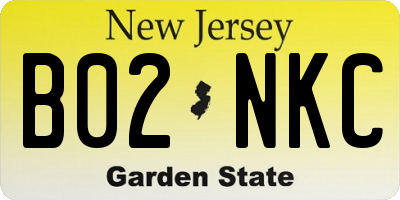 NJ license plate B02NKC