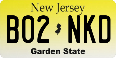NJ license plate B02NKD