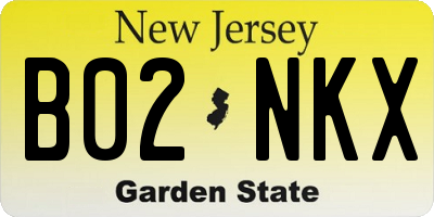 NJ license plate B02NKX