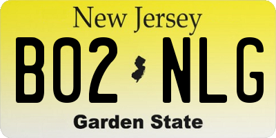NJ license plate B02NLG
