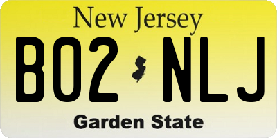 NJ license plate B02NLJ