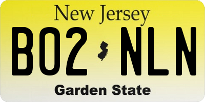 NJ license plate B02NLN