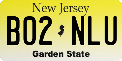 NJ license plate B02NLU