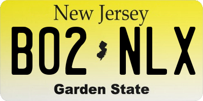 NJ license plate B02NLX