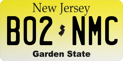 NJ license plate B02NMC