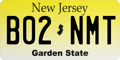 NJ license plate B02NMT